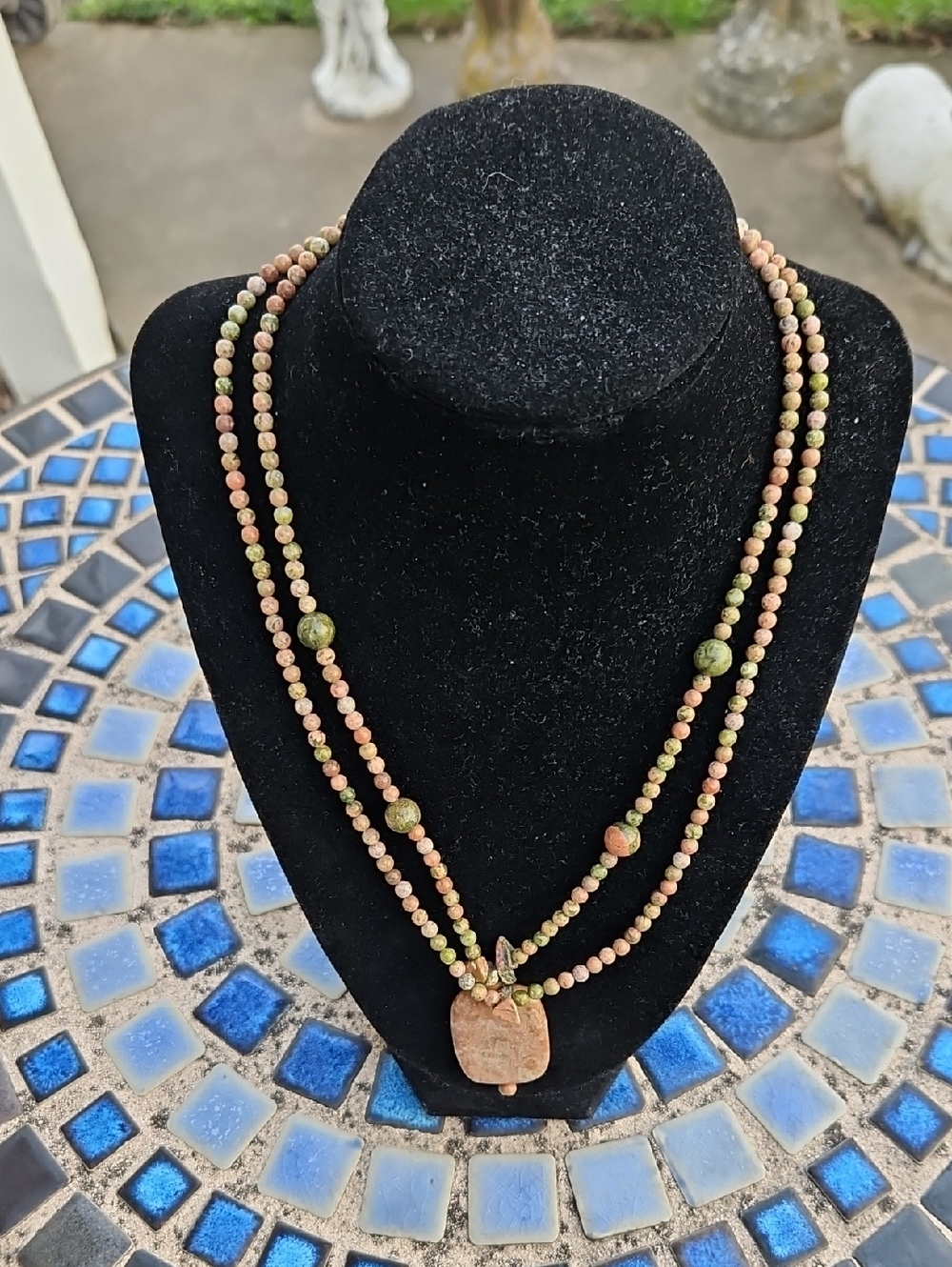 Brown Green Stone Necklace